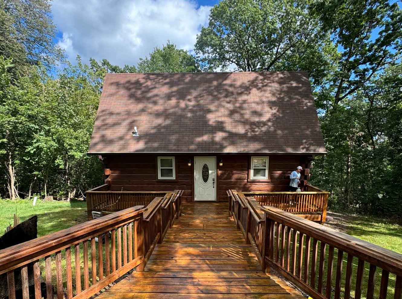 Deck Restoration 13 A Cabin With A Deck Near The Trees